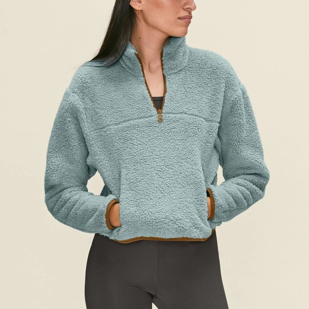Girlfriend Collective Ice Half Zip Fleece Pullover